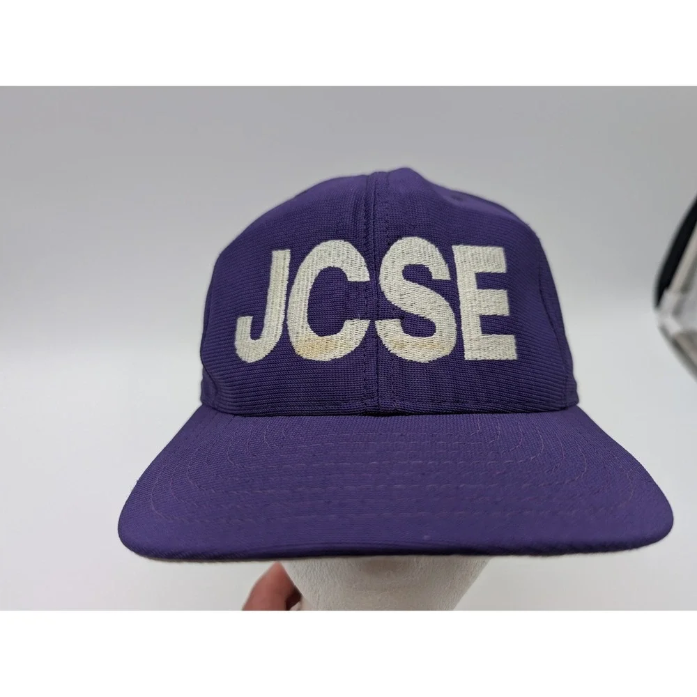 Vintage New Era JCSE Snapback Hat Purple Made in USA Medium-Large Cap